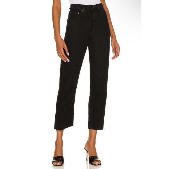New Boyish Tommy High Rise Straight Jeans in Black Beauty Size 26